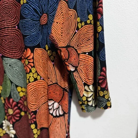 Farm Rio Floral Midi Dress Large Stitched Boho Fall Wedding Guest Worn Once - Picture 7 of 15